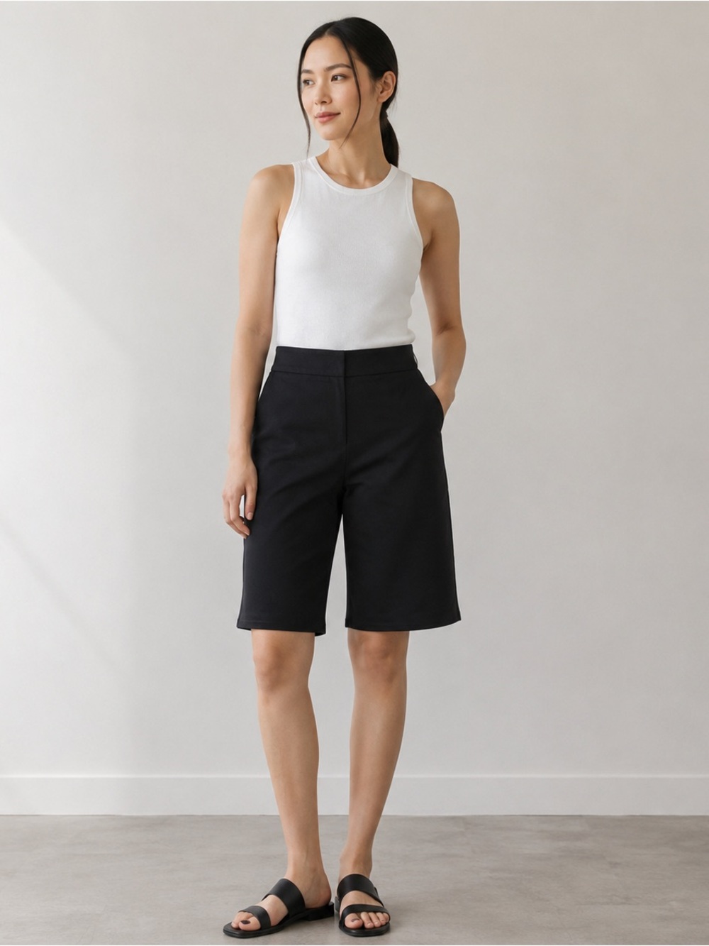 Zac Rachel Bermuda Shorts Womens 8 Black Stretch Career Casual Work